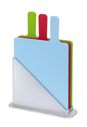 Zestaw desek do krojenia, TRICOLOUR, srebrny/niebieski/zielony/czerwony