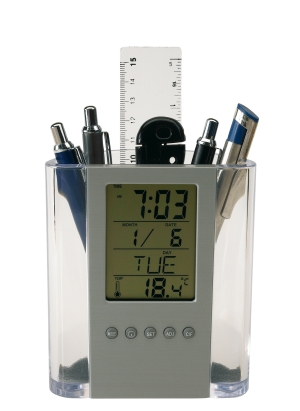Zegar z wyświetlaczem LCD, BUTLER, przezroczysty