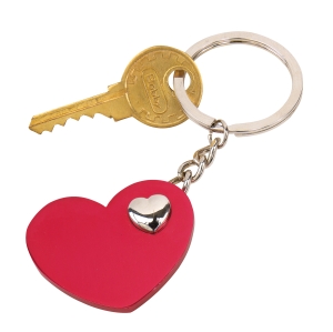 Brelok, HEART-IN-HEART, czerwony/srebrny