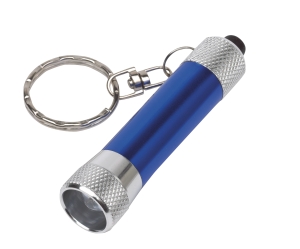 Brelok z latarką LED, FLARE, srebrny/niebieski