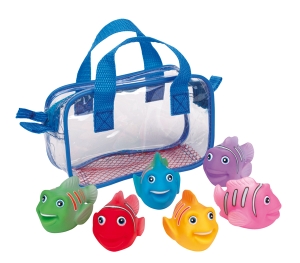 Zestaw gumowych zabawek do kąpieli, FUNNY FISHES, wielokolorowy