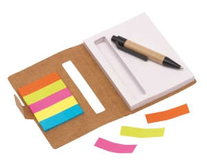 Mini notes z karteczkami i długopisem, MEMO, brązowy