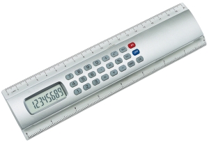 Kalkulator w kształcie linijki, 20 cm, CALCULINE, srebrny