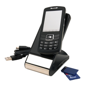 Podstawka pod telefon, EDEN, czarny/srebrny