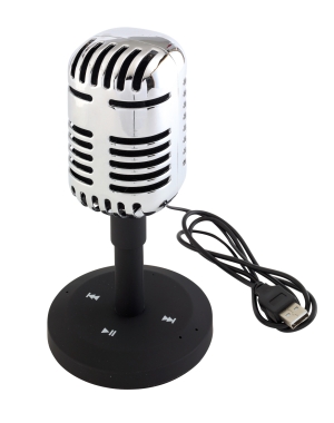 Głośnik bluetooth w stylu retro, MICROPHONE, srebrny/czarny