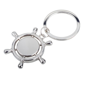 Metalowy brelok Steering Wheel, srebrny 