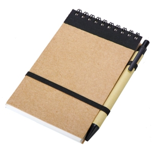 Notes eco 90x140/70k gładki z długopisem, czarny/beżowy 